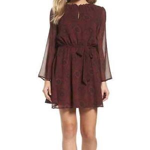 BB Dakota XS Branton Printed Fit and Flare Chiffon Dress